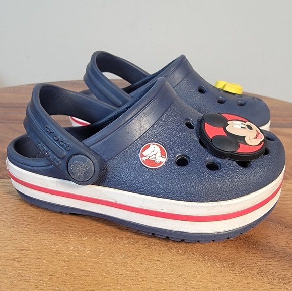 CROCS Kids Blue Clogs with Mickey Mouse and Rubber Duck Jibbitz Size C 5 - Picture 5 of 17